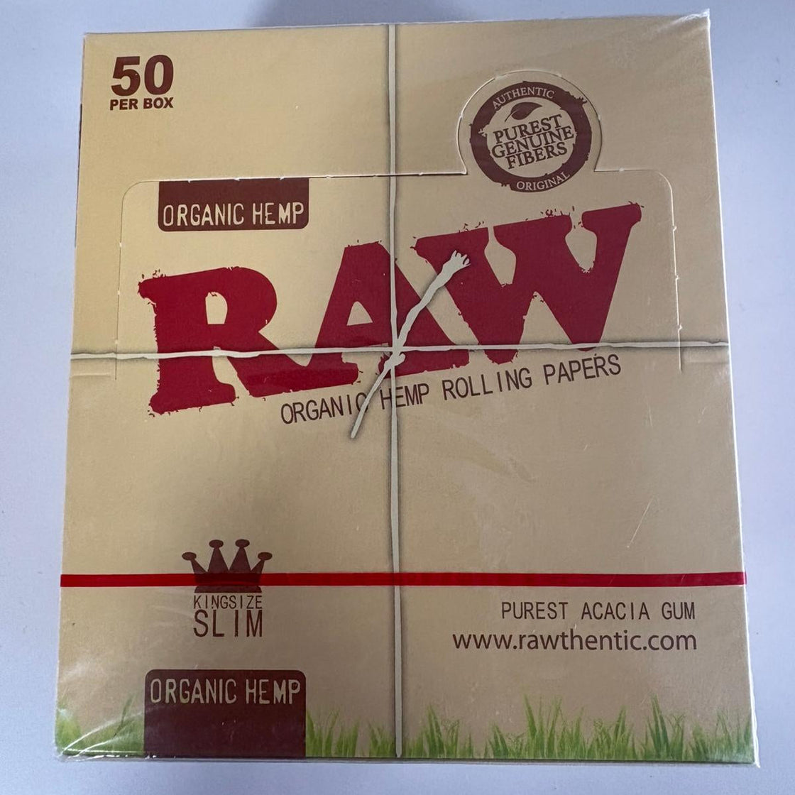 Raw Organic Hemp King Size Slim Rolling Papers (Box of 50)