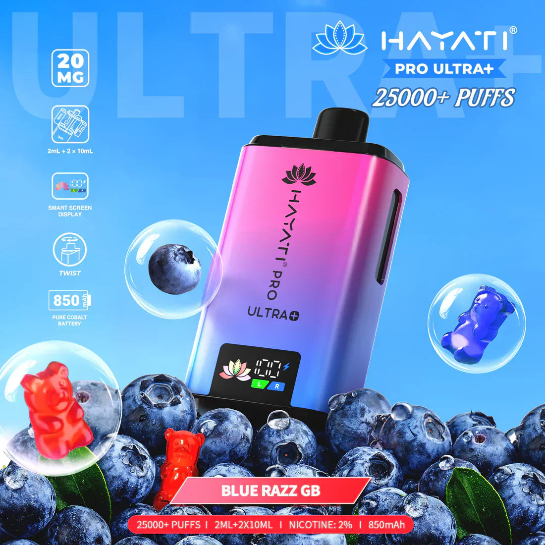 Hayati Pro Ultra Plus 25000 Prefilled Pod Kit Blue Razz GB