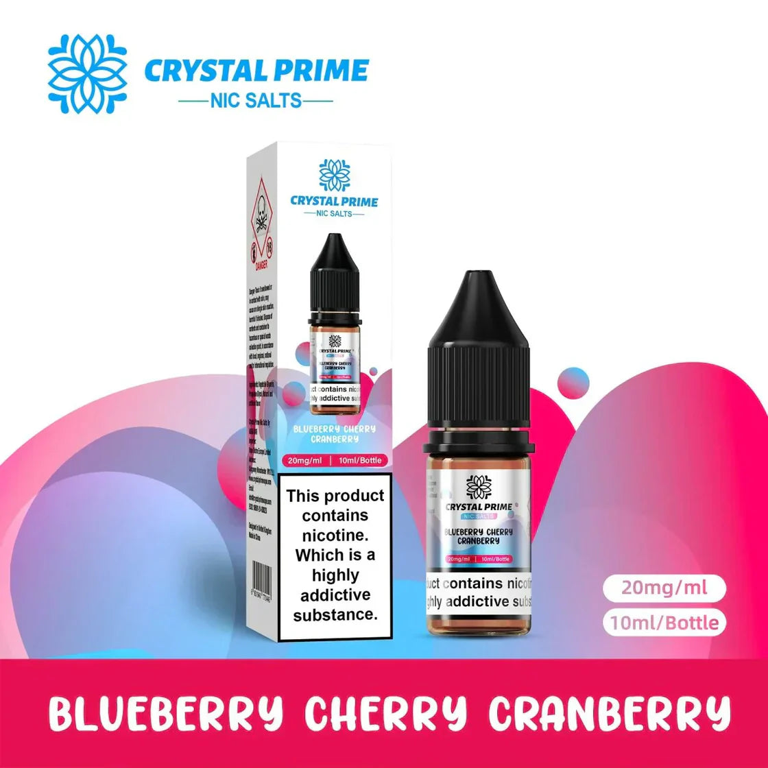 Crystal Prime Nic Salts Blueberry Cherry Cranberry (Box of 10)